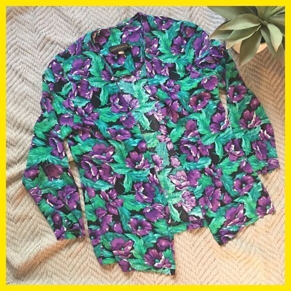 VTG Green Floral Print Light Weight Blazer - Picture 5 of 5